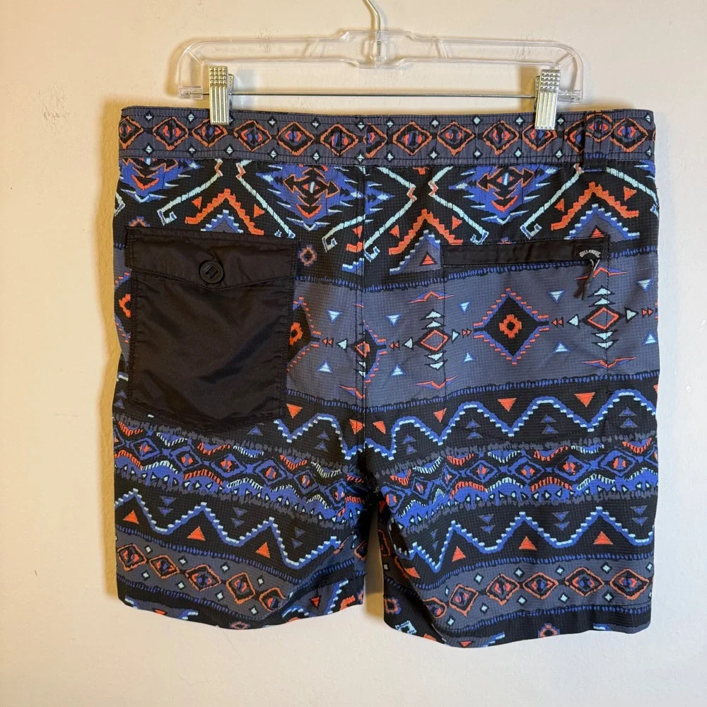 Billabong Adventure Division Mens Geometric Ripstop Board Shorts Blue Orange M